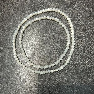 White mother of pearl ankle bracelet and bracelet set